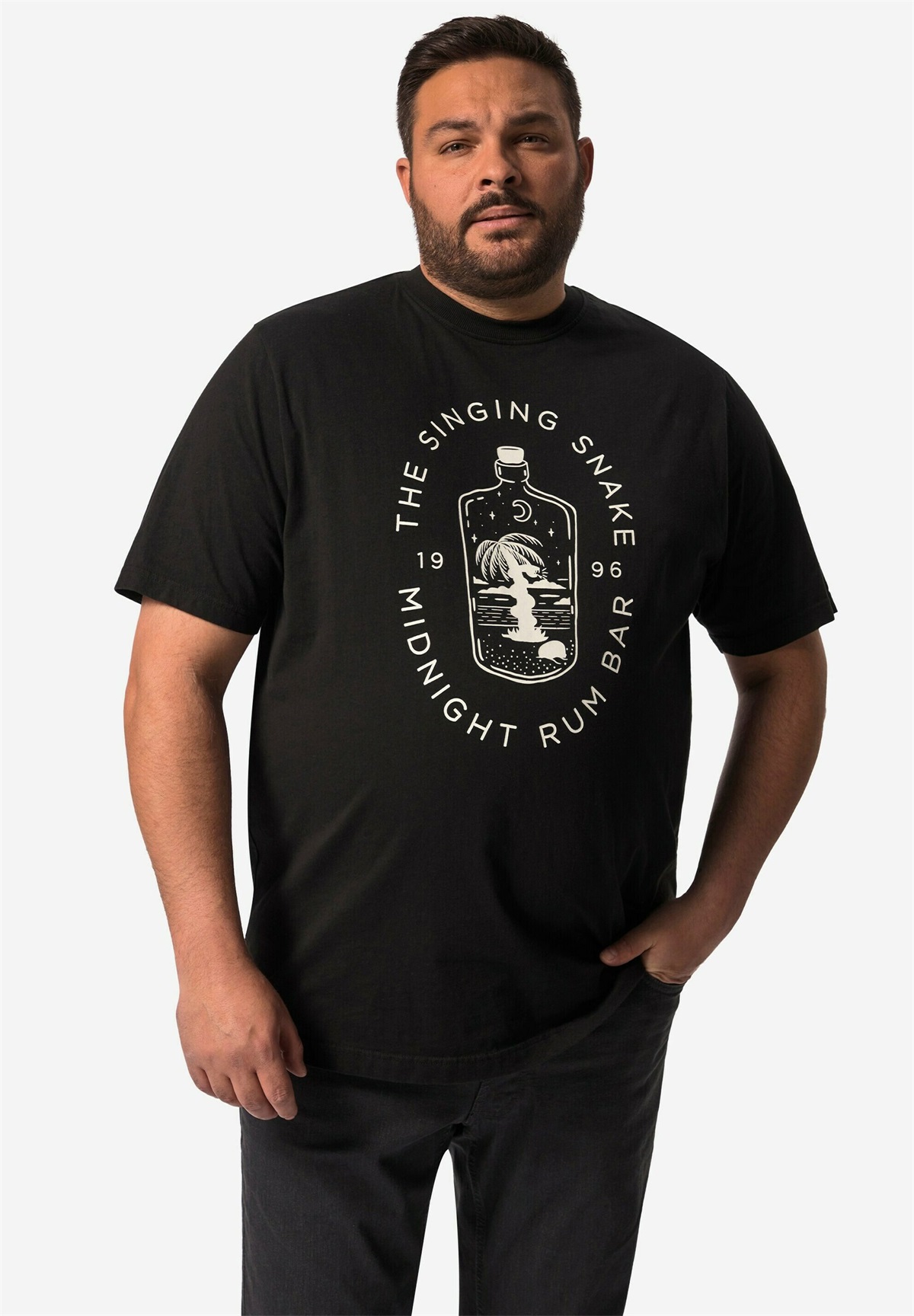 Men Plus T-Shirt print - black/schwarz