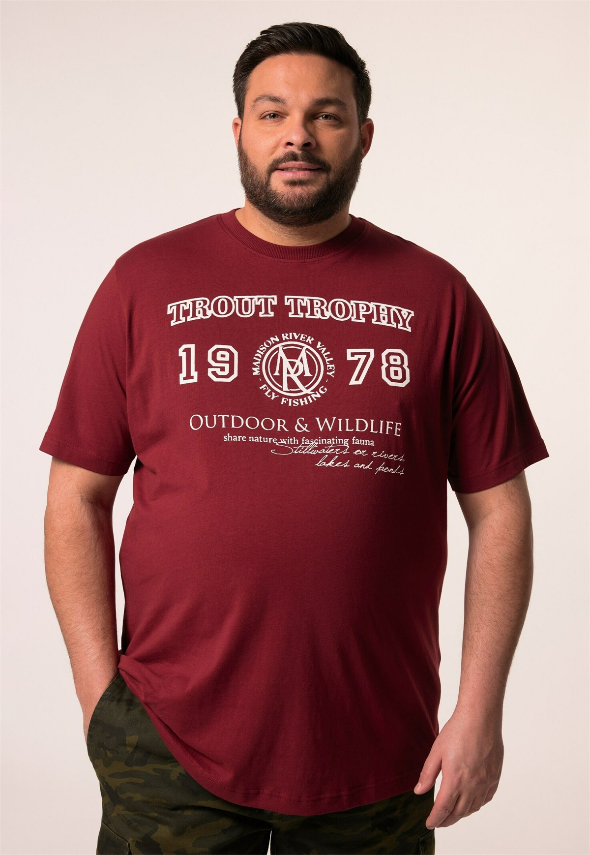 Men Plus HALBARM BRUST - T-Shirt print - copper brown/braun
