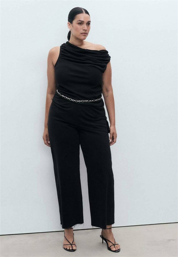 Mango CATHERIN CULOTTE HIGH-RISE - Flared Jeans - black denim