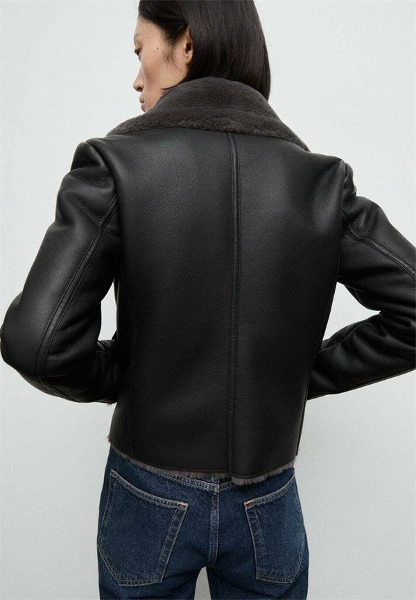 Mango Kunstlederjacke - black/schwarz