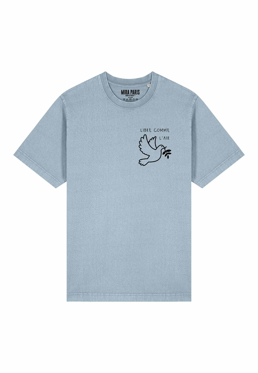 Mira Paris LIBRE COMME L AIR UNISEX HEAVYWEIGHT - T-Shirt print - washed blue/hellblau