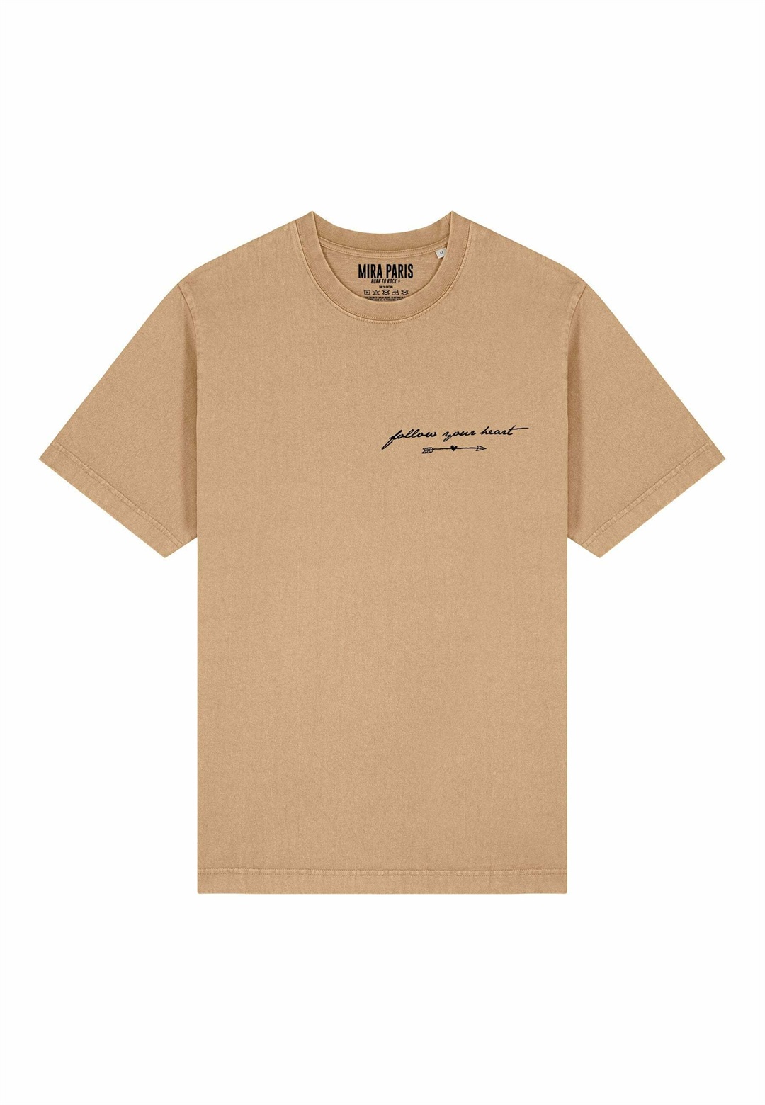 Mira Paris FOLLOW YOUR HEART PRINT HEAVYWEIGHT - T-Shirt print - washed beige/beige