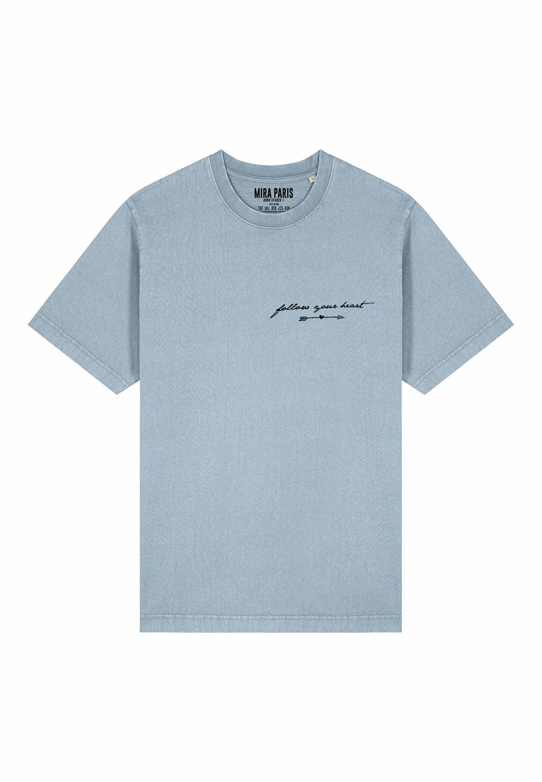Mira Paris FOLLOW YOUR HEART PRINT HEAVYWEIGHT - T-Shirt print - washed blue/hellblau