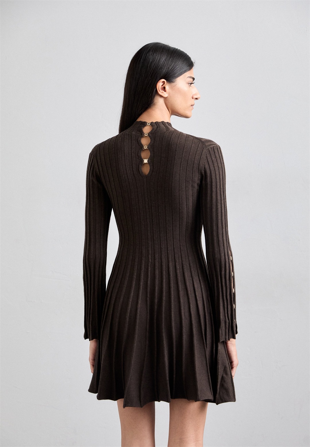 Maje RAFFIE - Strickkleid - marron fonce/braun