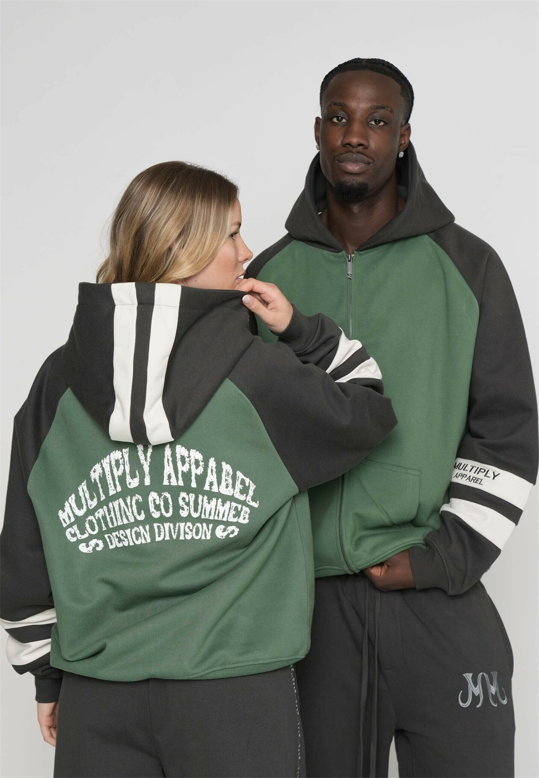 Multiply Apparel OVERSIZE ZIP TRACK TEAM - Sweatjacke - myrtle/dunkelgrün