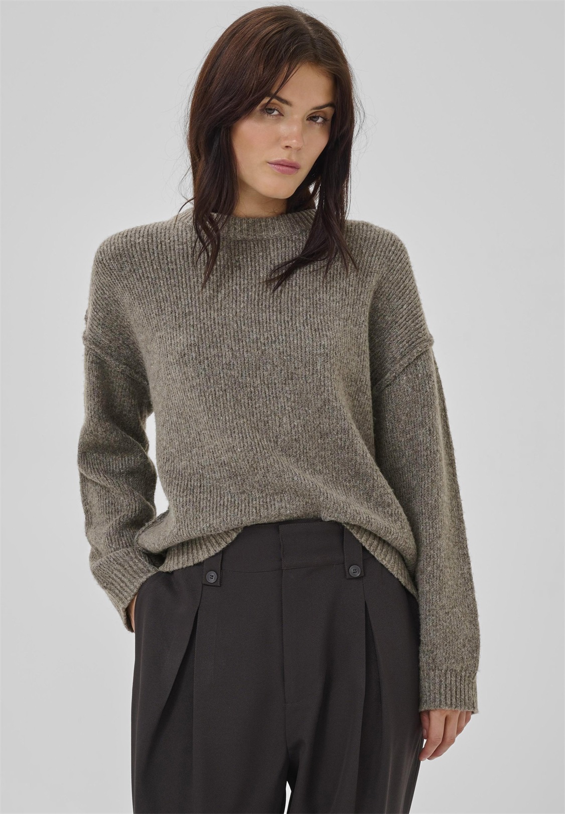 My Essential Wardrobe Strickpullover - brown melange/braun