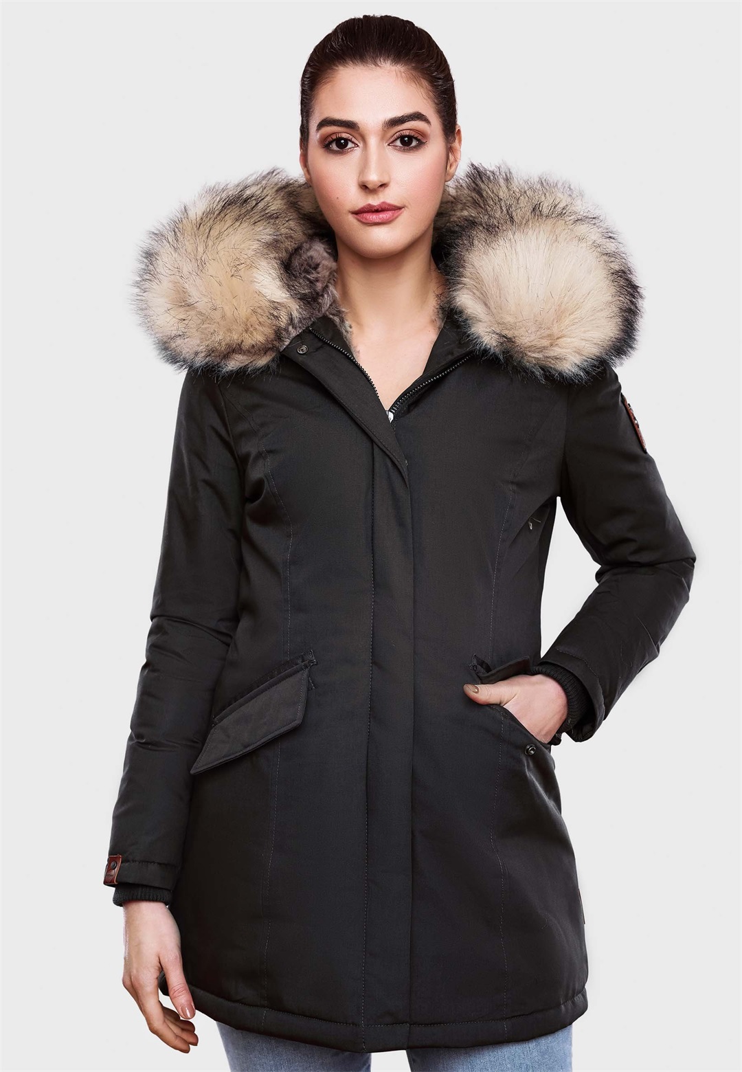Navahoo CRISTAL - Wintermantel - black/schwarz