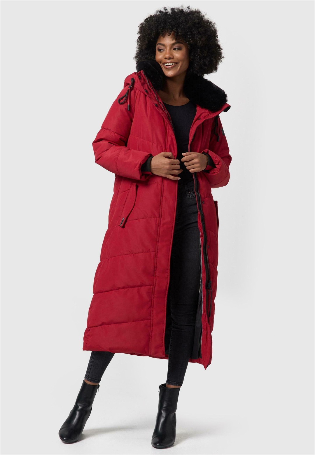 Navahoo HINGUCKER - Wintermantel - dark red/hellgrau