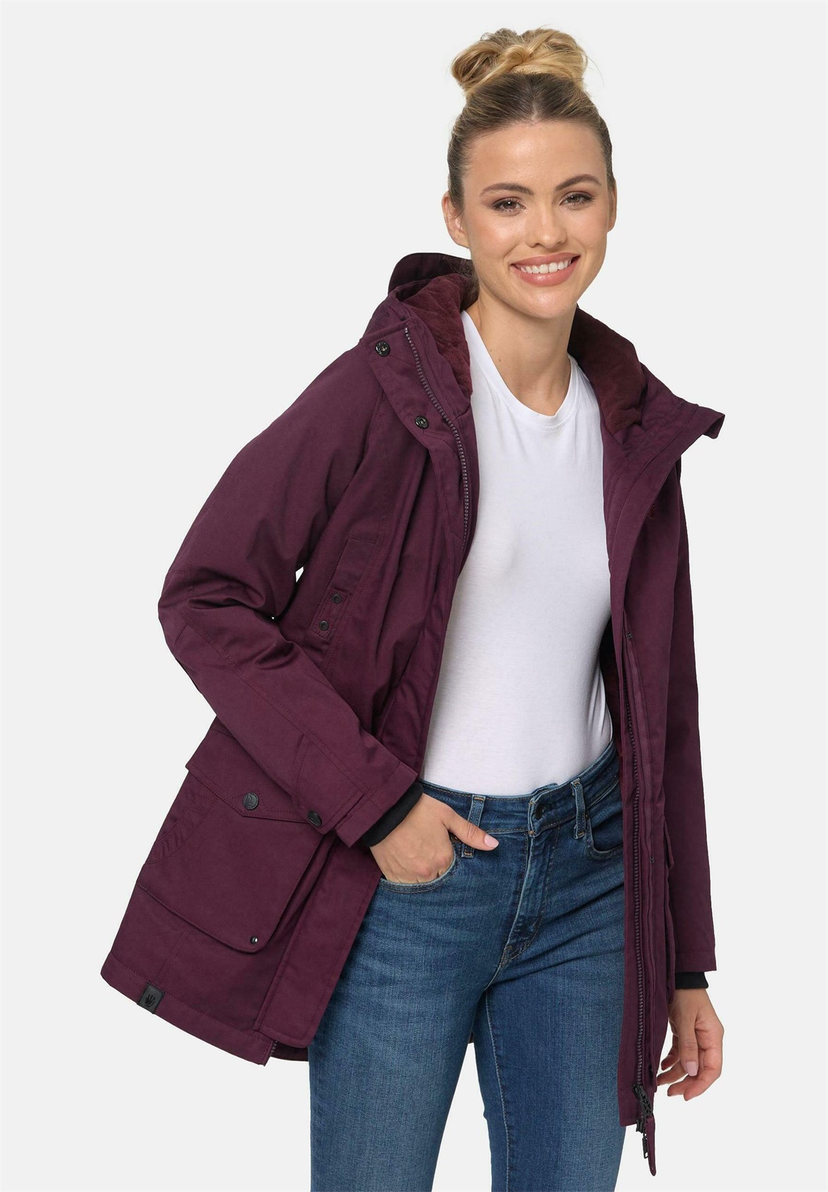 Navahoo BRINJAA - Wintermantel - dark red melange/bordeaux