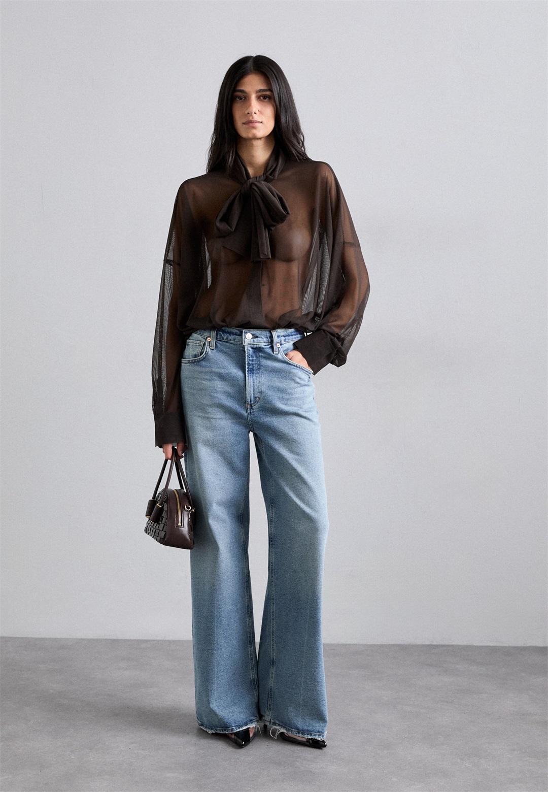 Norma Kamali SUPER OVERSIZED BODYSUIT BOW - Bluse - espresso/braun