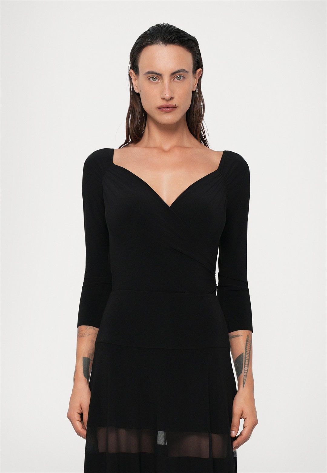 Norma Kamali OFF SHOULDER SWEETHEART BODYSUIT - Langarmshirt - black/schwarz