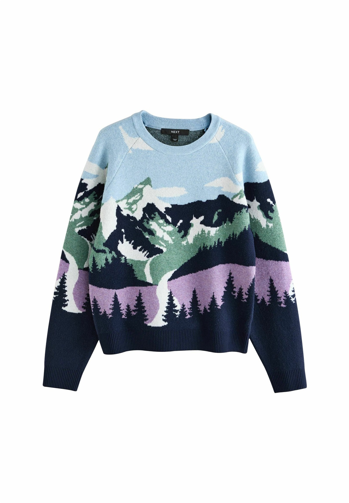 Next REGULAR FIT - SUPER SOFT CREW NECK LONG SLEEVE - Strickpullover - multi landscape scene/blau