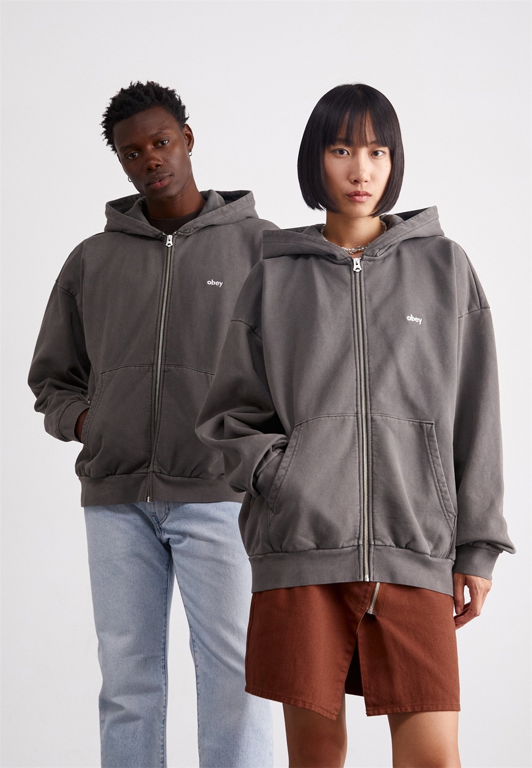 Obey Clothing LOWERCASE ZIP HOOD UNISEX - Kapuzenpullover - pigment digital black/anthrazit