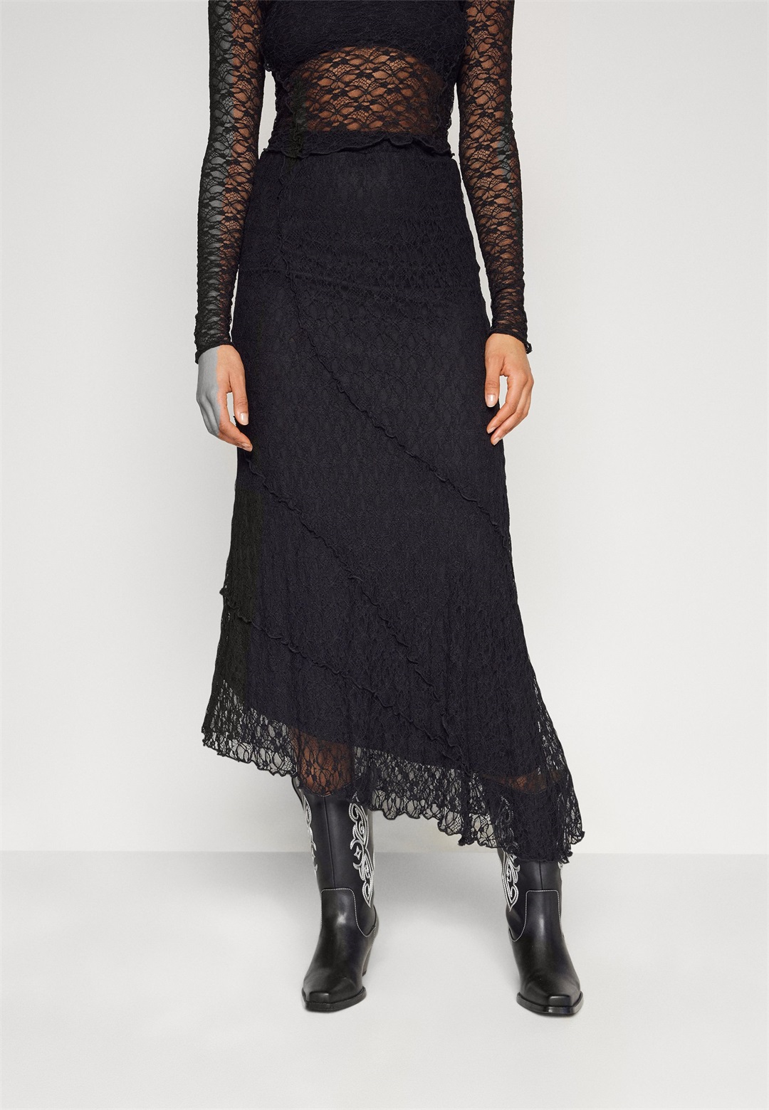 ONLY ONLKIM LACE SKIRT - Maxirock - black/schwarz
