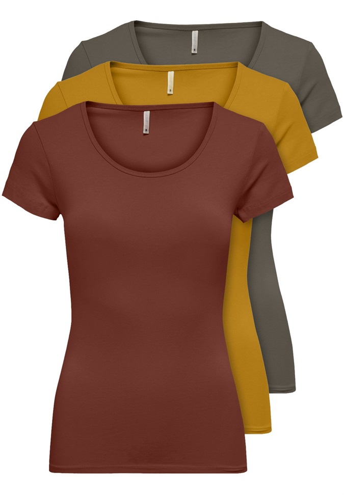 ONLY PACK OF 3 - T-Shirt basic - burnt/kala/gold/braun