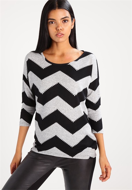 ONLY ONLELCOS AOP JRS NOOS - Langarmshirt - light grey melange/black/hellgrau-meliert