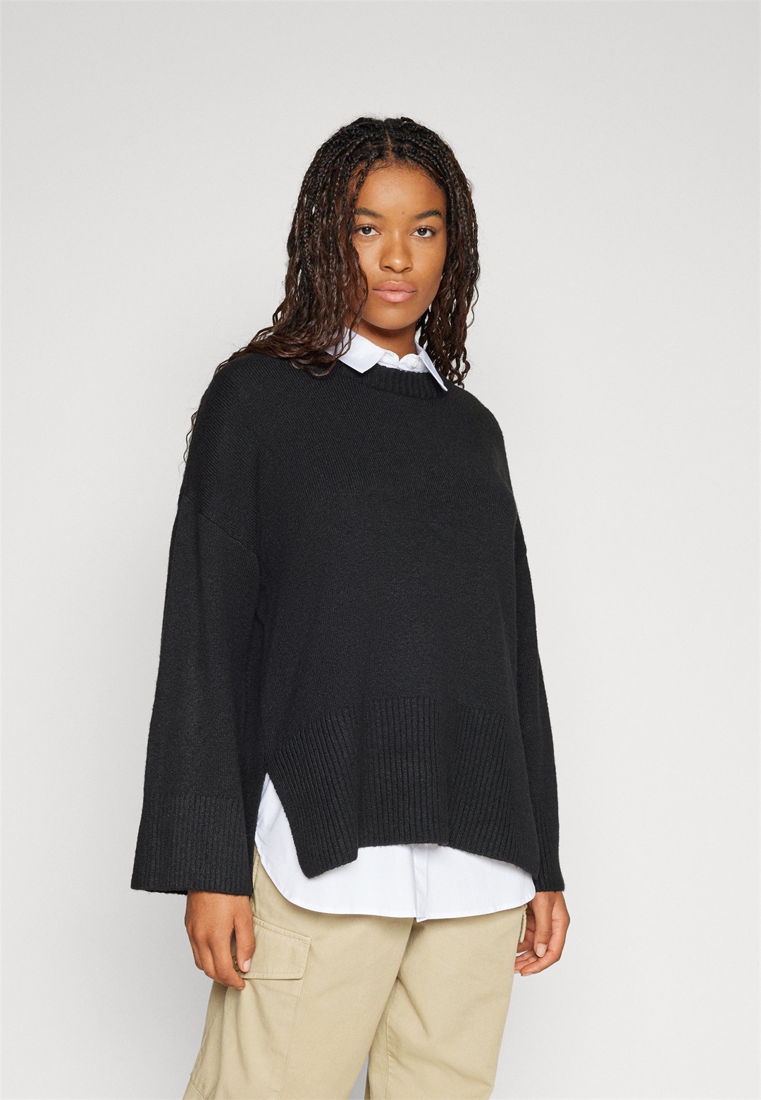 ONLY ONLLOUISE LONG - Strickpullover - black/schwarz
