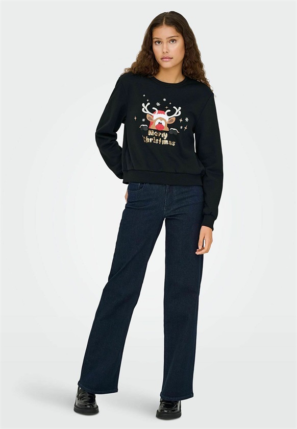 ONLY XMAS O NECK - Sweatshirt - black/schwarz