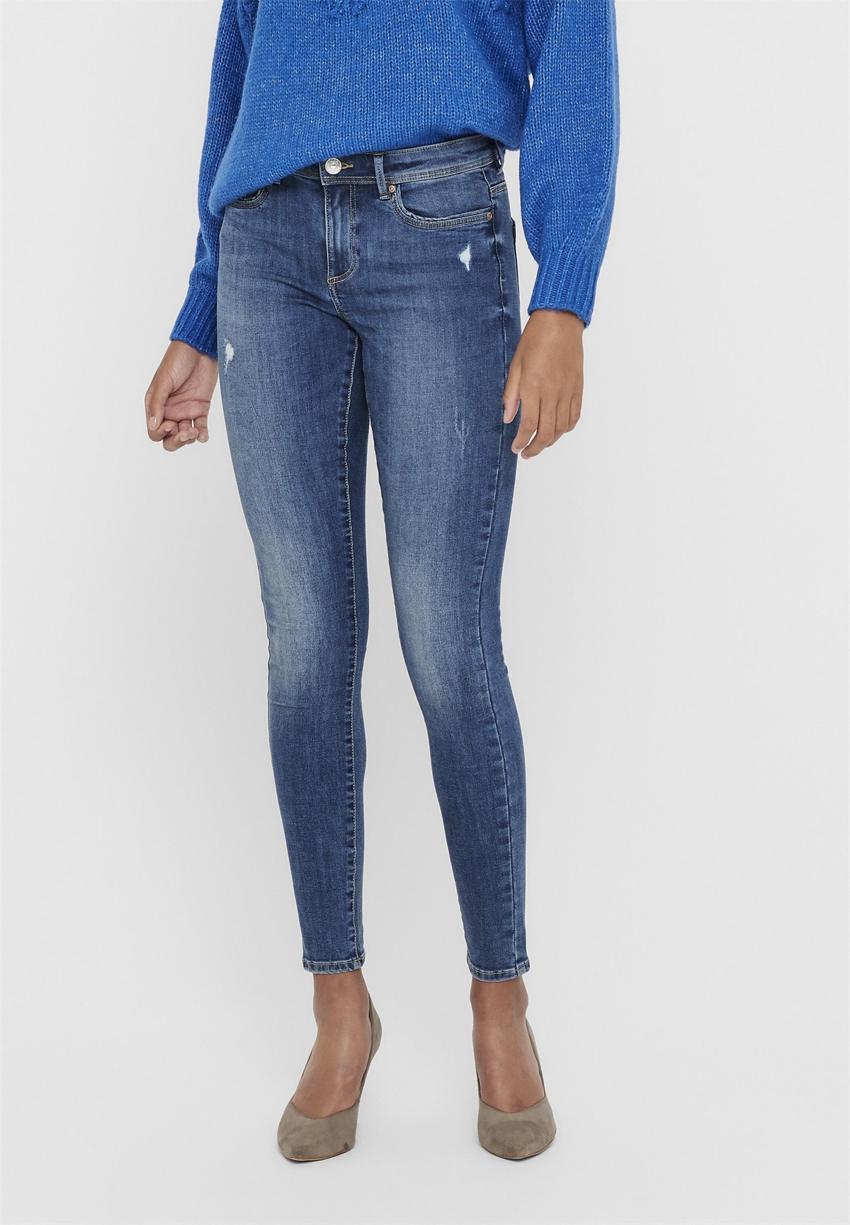 ONLY ONLWAUW LIFE MID - Jeans Skinny Fit - medium blue denim/blue denim