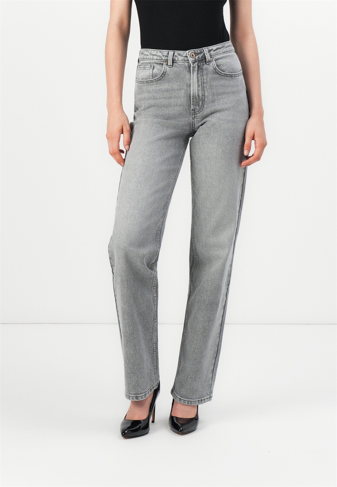 ONLY ONLJULIETTE STRAIGHT LEG BOX - Jeans Straight Leg - medium grey denim/grey denim