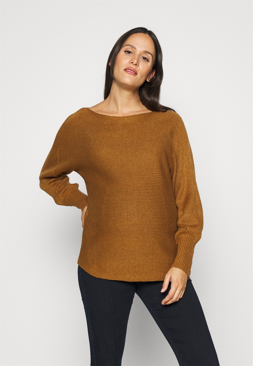 ONLY MATERNITY OLMNICOYA BOAT NECK - Strickpullover - rubber/braun