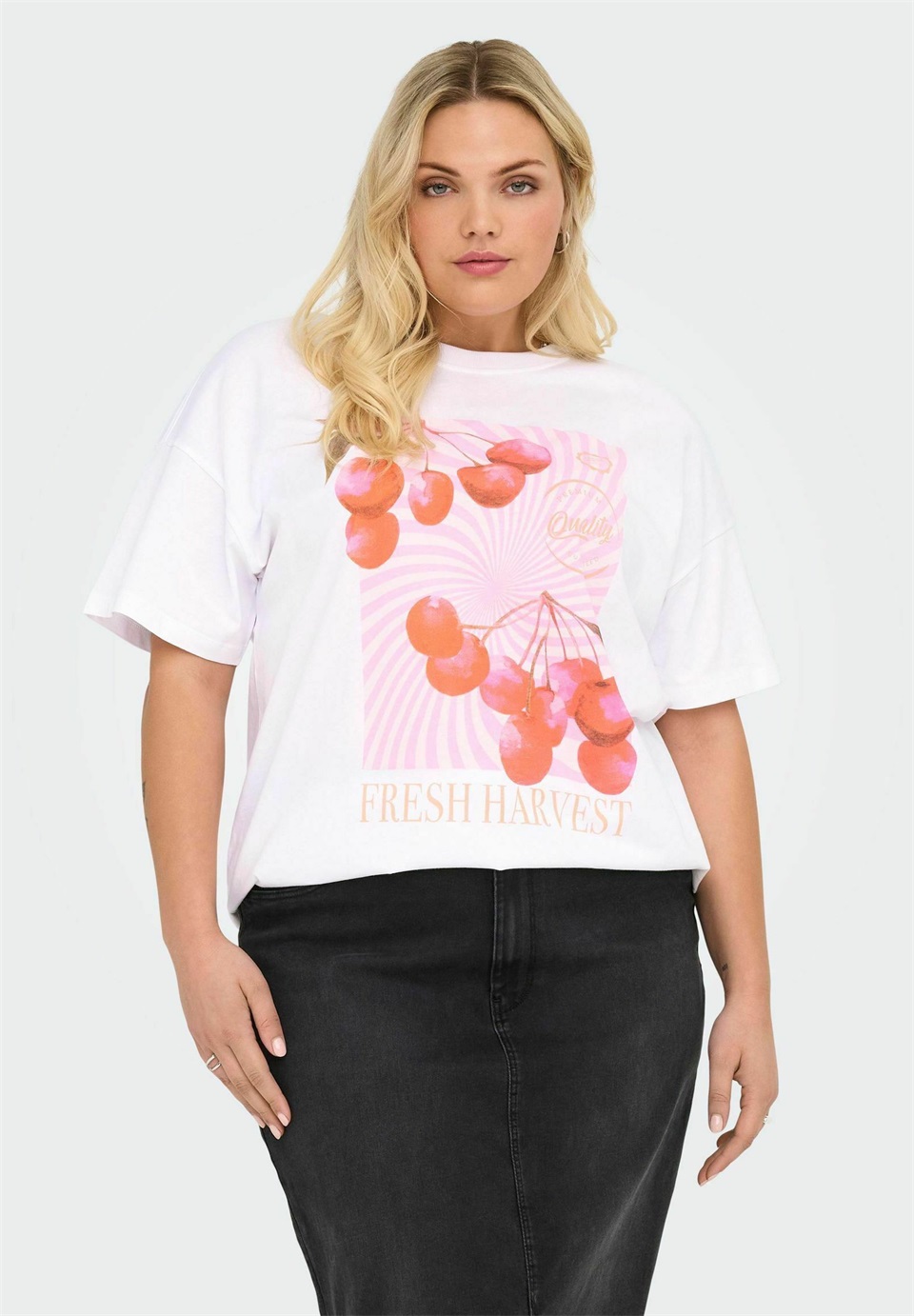 ONLY Carmakoma CARVIVVI - T-Shirt print - bright white/offwhite