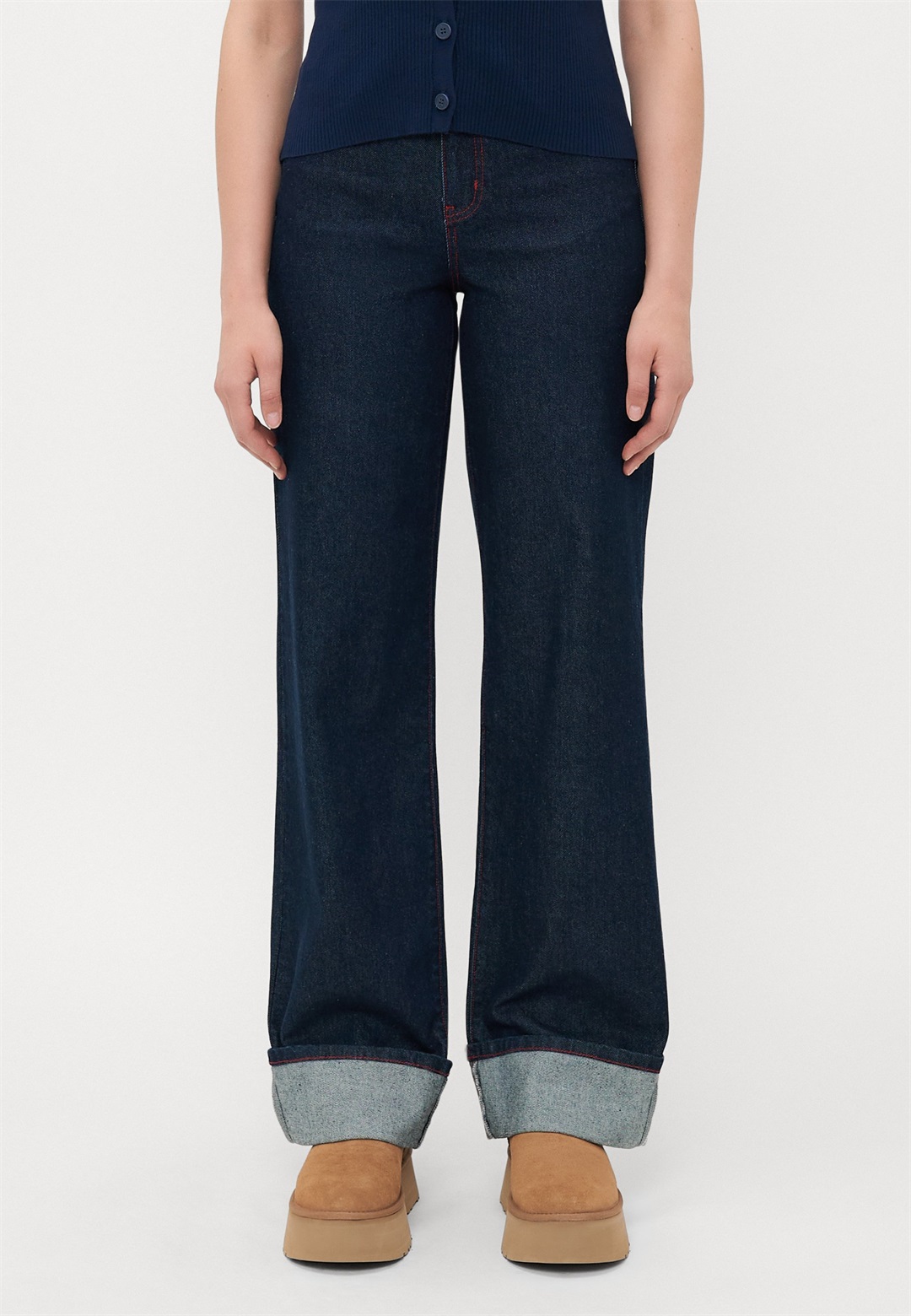 ONLY Tall ONLCARNABY FOLDUP - Wide Leg - dark blue denim/dunkelblau