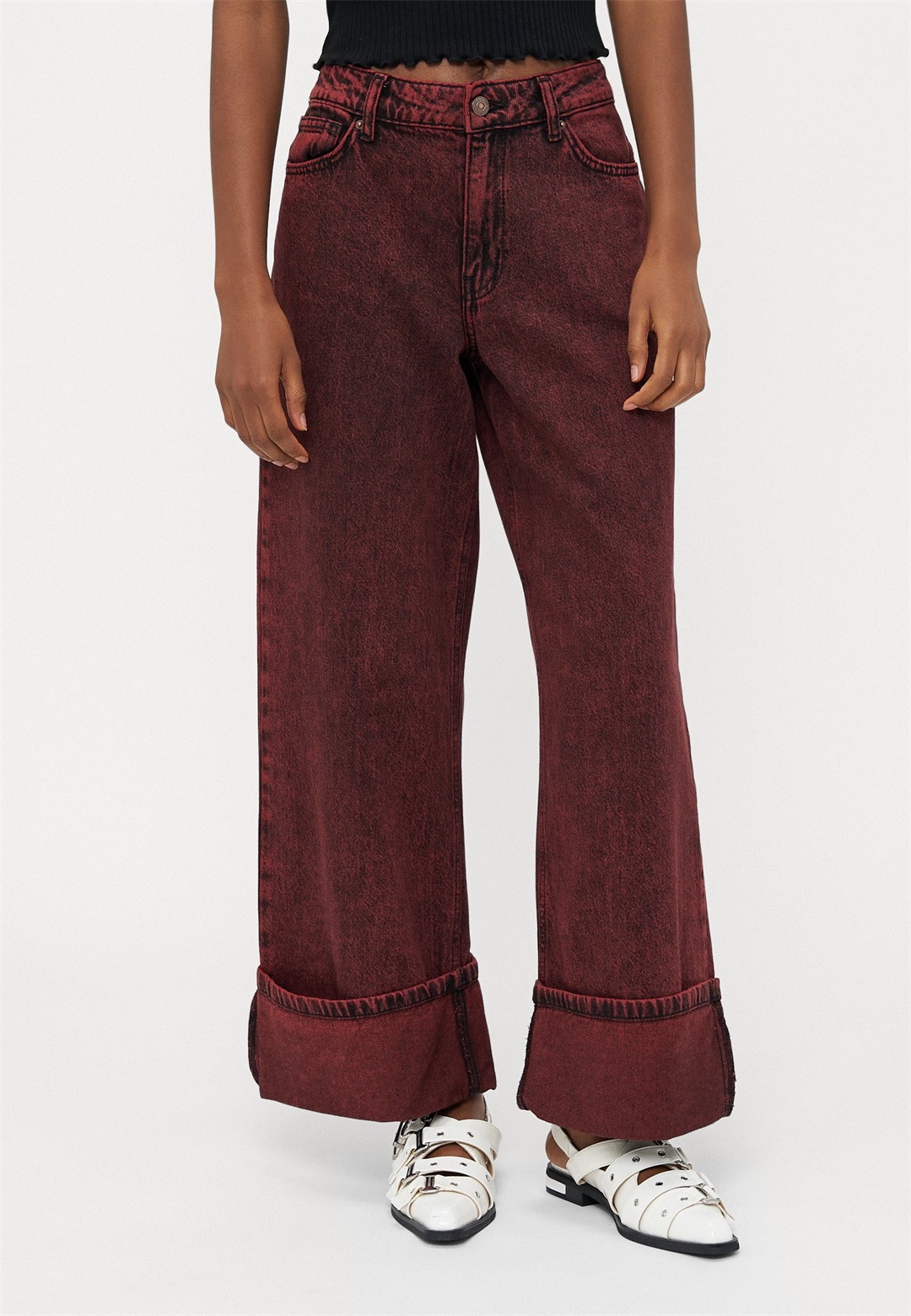 ONLY Petite ONLMADISON SOPH FOLD UP - Wide Leg - cabernet/bordeaux