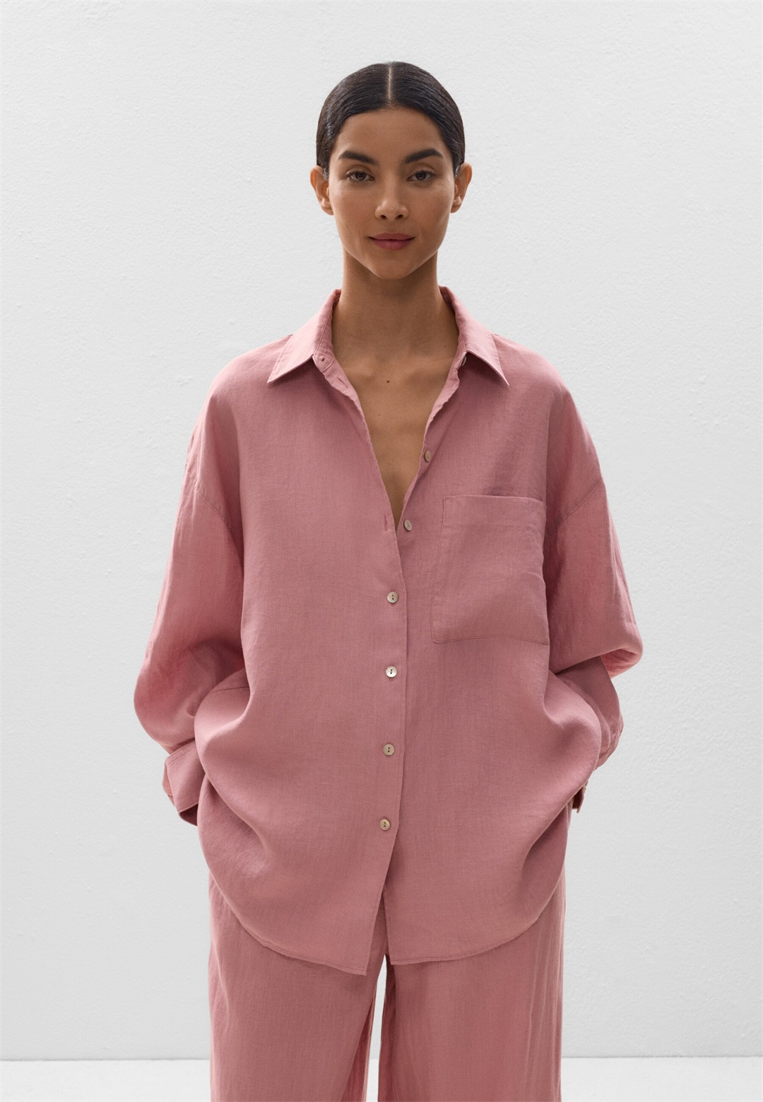 OYSHO LONG-SLEEVED - Hemdbluse - taupe