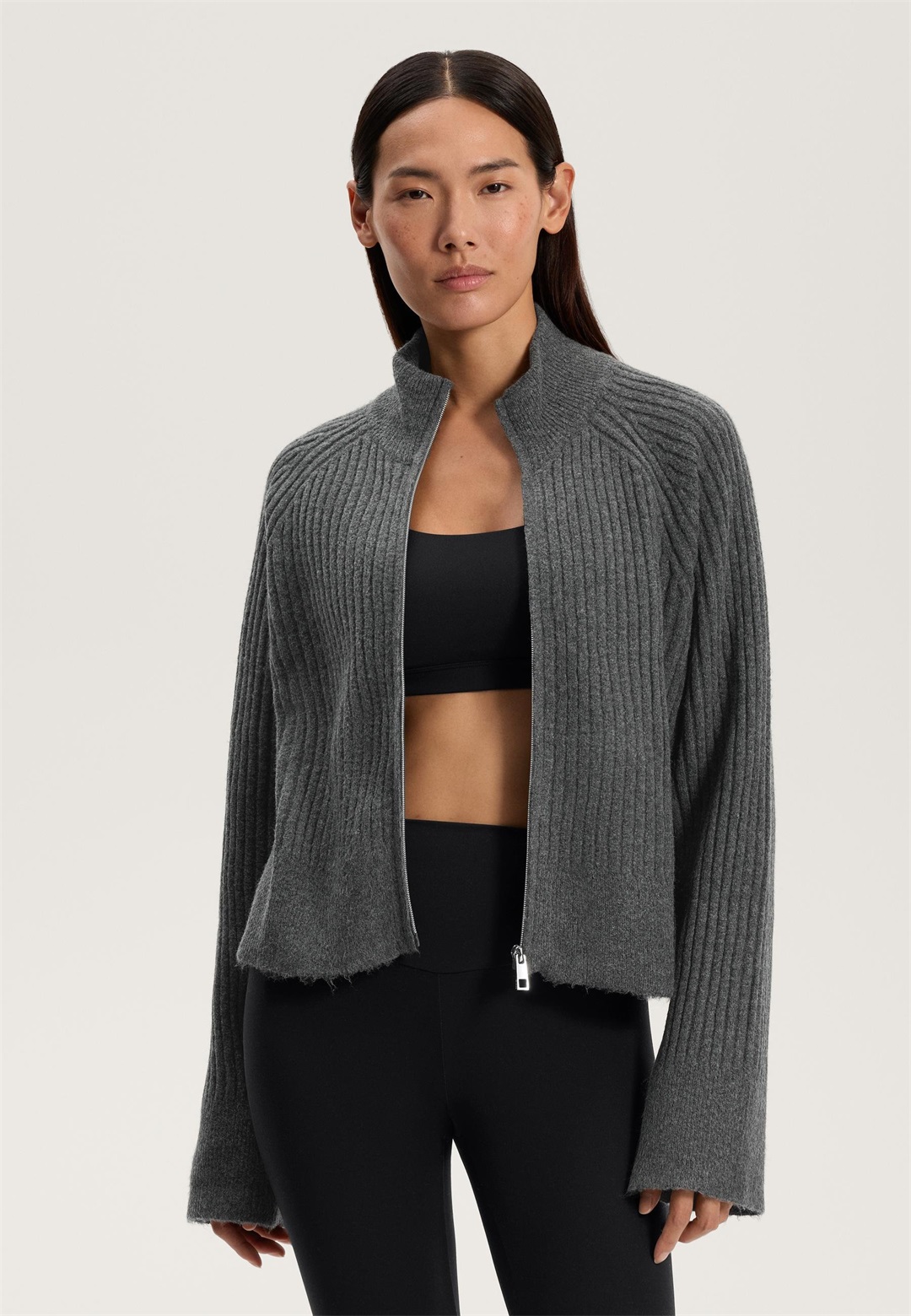 OYSHO SOFT - Strickjacke - mottled grey/grau-meliert