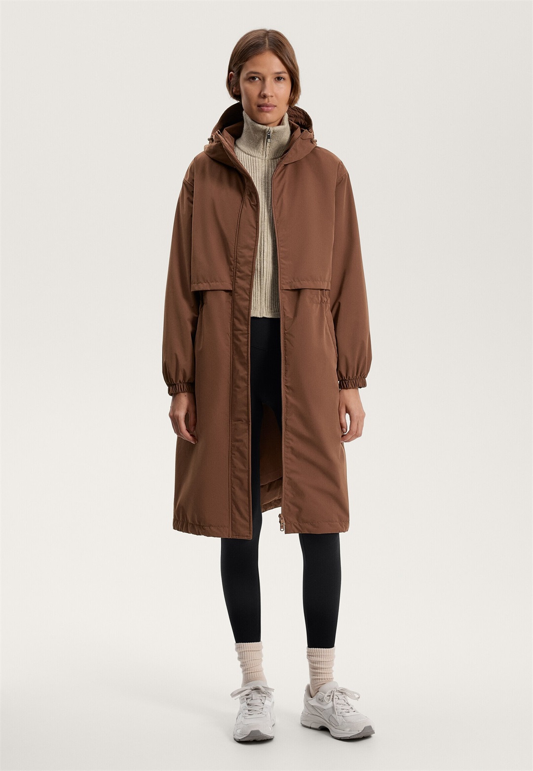 OYSHO FELLEX® AEROGEL 10K WATERPROOF LONG PADDED - Regenjacke / wasserabweisende Jacke - brown/braun