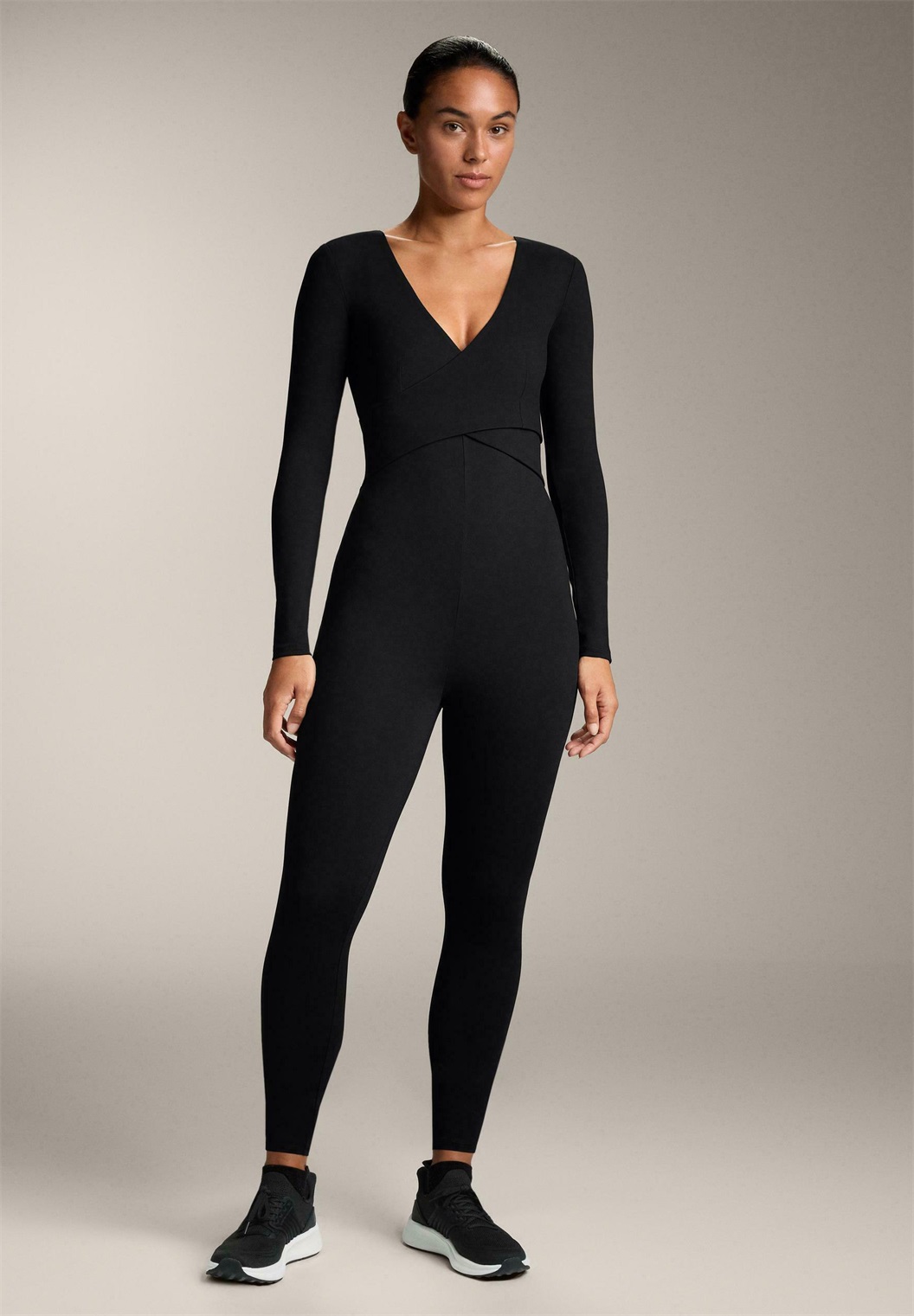 OYSHO COMFORTLUX CROSSOVER LONG - Jumpsuit - black/schwarz