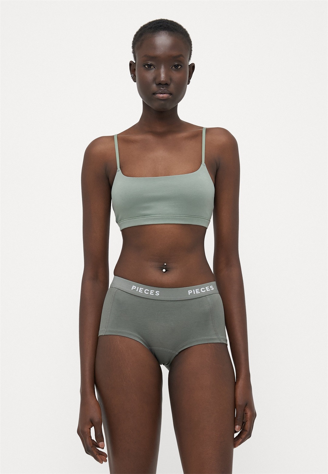 Pieces PCLOGO LADY 4 PACK - Panties - silver lining/cast gray/light grey melange/hot fudge/beige
