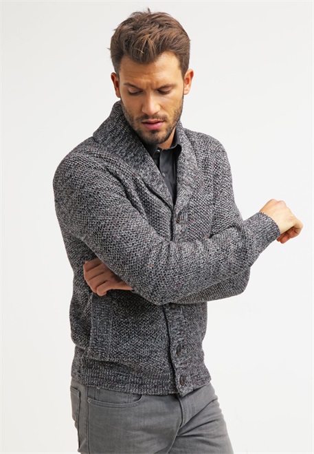 Pier One Strickjacke - dark grey melange/dunkelgrau-meliert