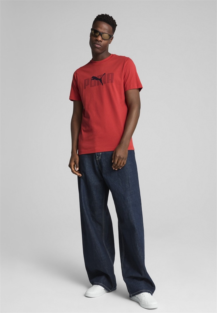 Puma ESSENTIALS LOGO LAB - T-Shirt print - red fire/rot