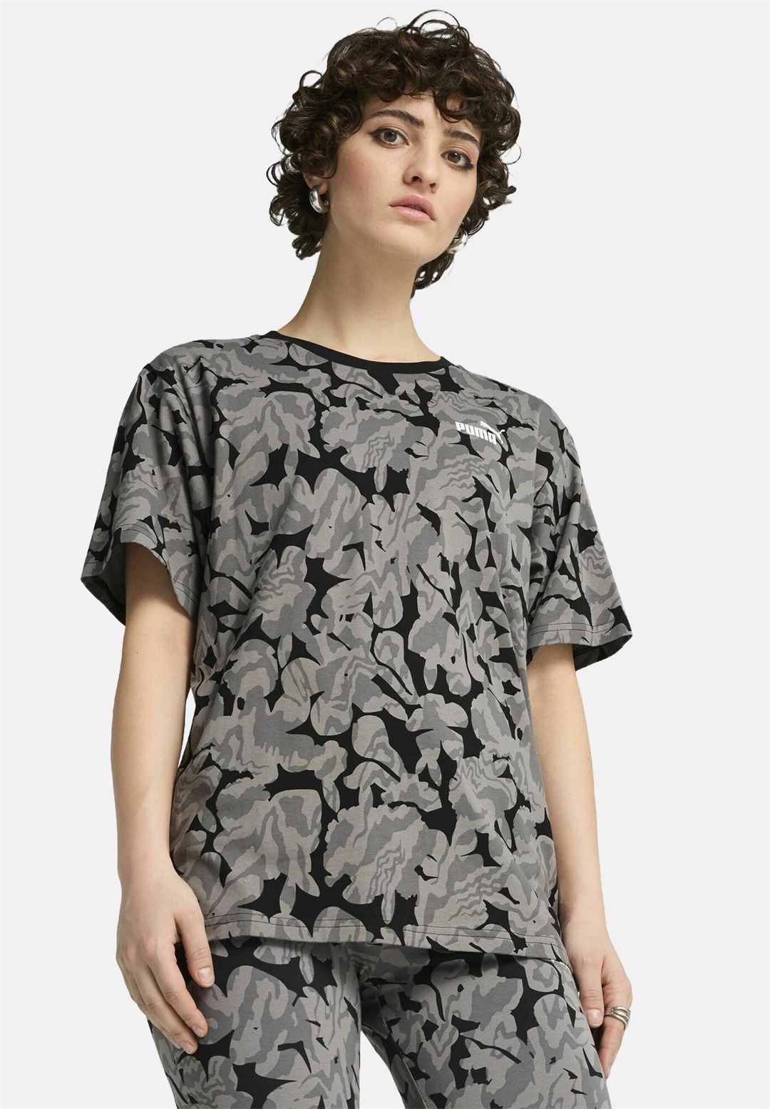 Puma NATURE 20 AOP - T-Shirt print - black/schwarz