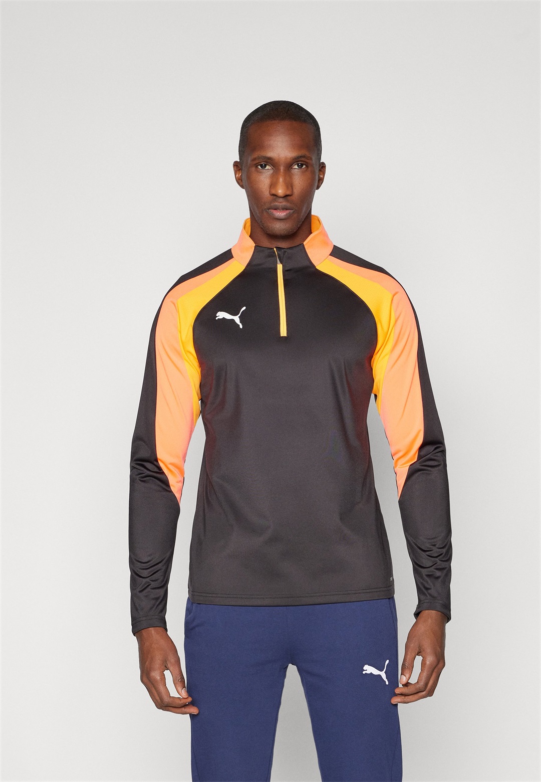 Puma INDIVIDUALLIGA 1/4 ZIP TOP - Langarmshirt - black/heat fire/schwarz