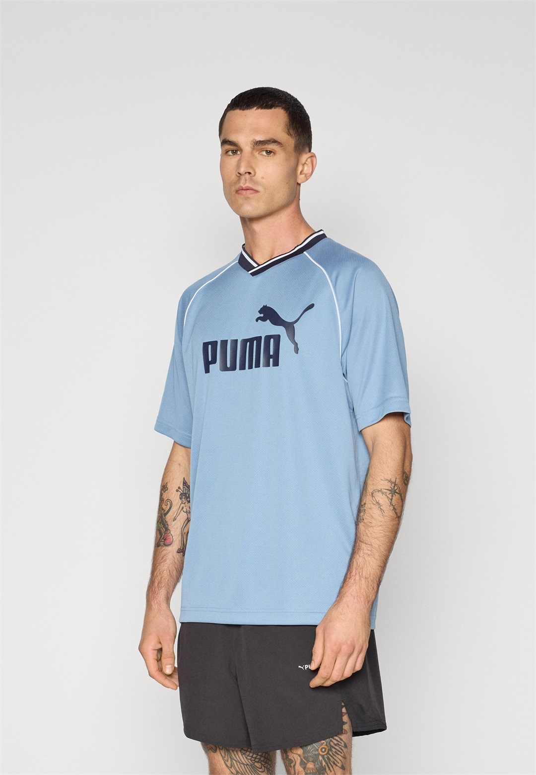 Puma ESS COLLARED - T-Shirt print - cool blue/blau