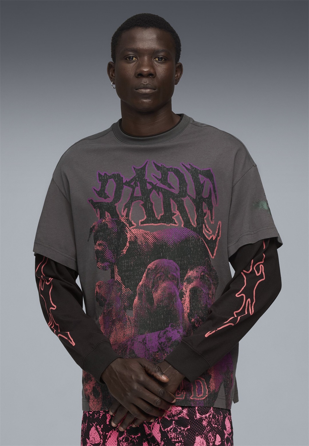 Puma LAMELO WORLD TOURNAMENT LS TEE - Top - dusky gray/grau