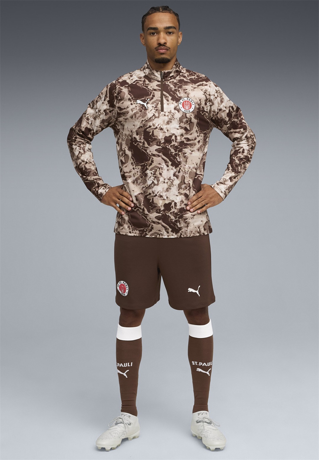 Puma FC ST. PAULI AUFWÄRM - Langarmshirt - espresso brown- white/braun