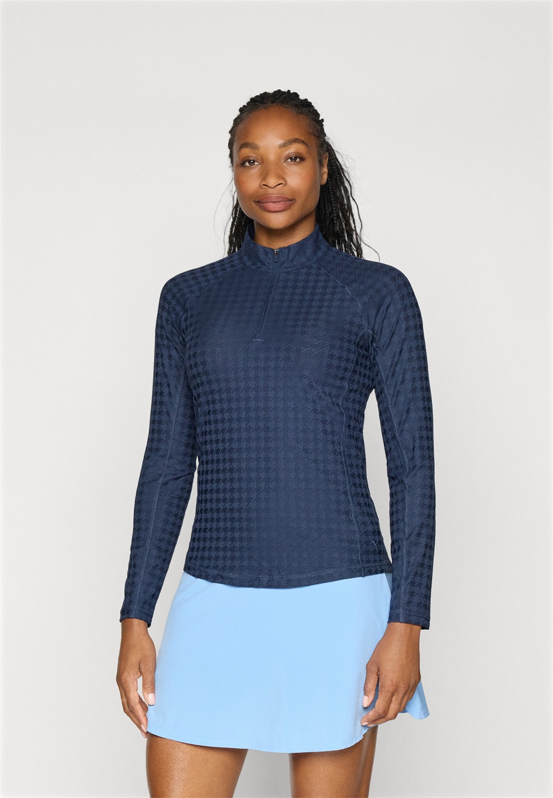 Puma Golf HOUNDSTOOTH 1/4 ZIP - Langarmshirt - deep navy/dunkelblau