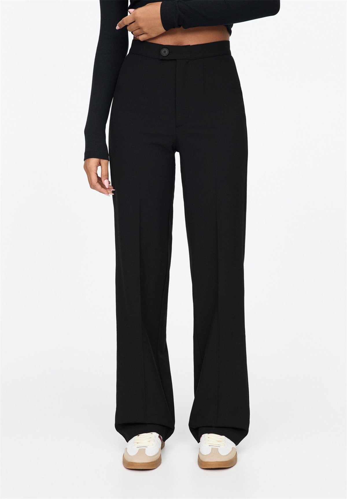 PULL&BEAR STRAIGHT-LEG DARTED -SMART - Stoffhose - black/schwarz