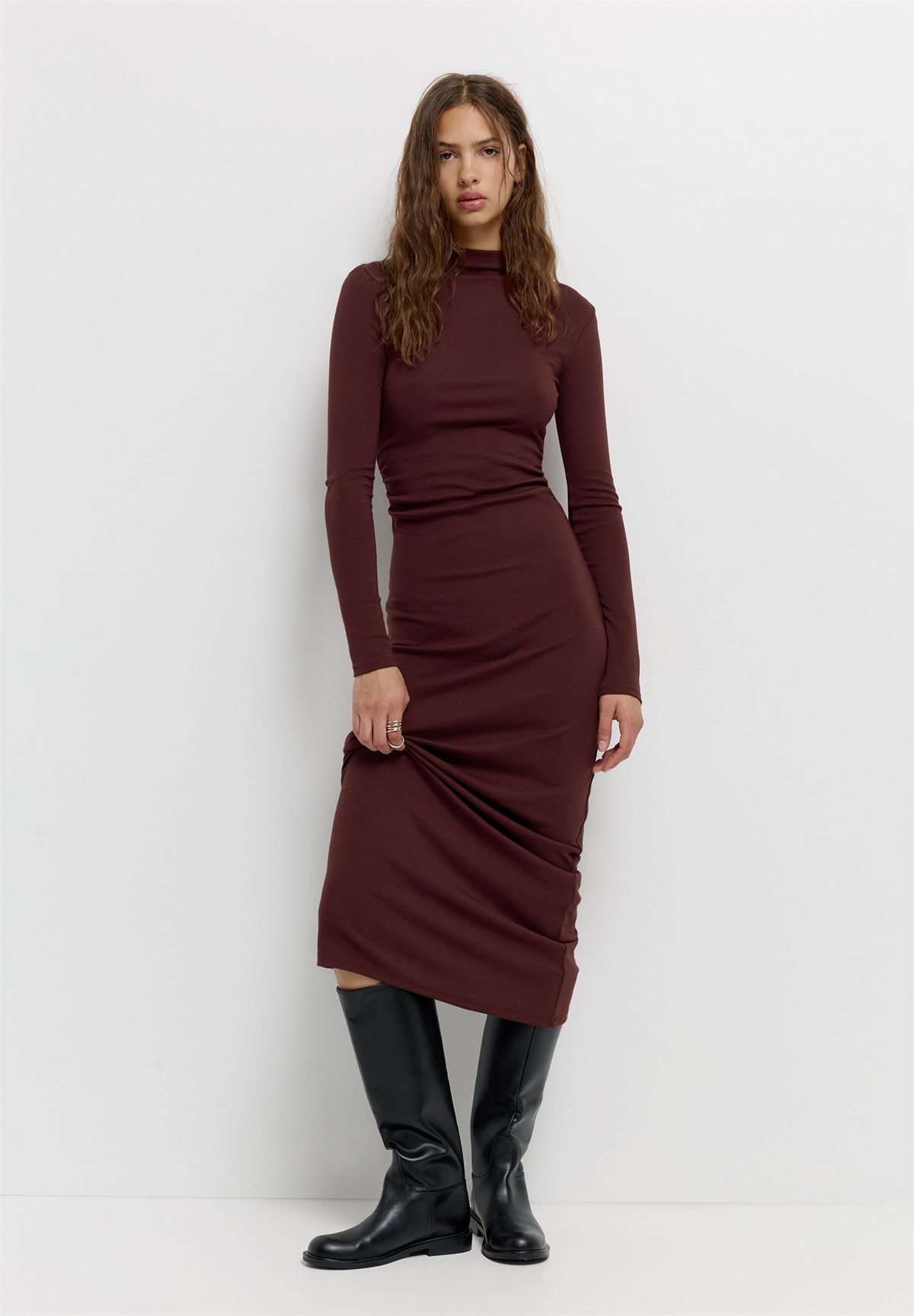 PULL&BEAR Maxikleid - bordeaux