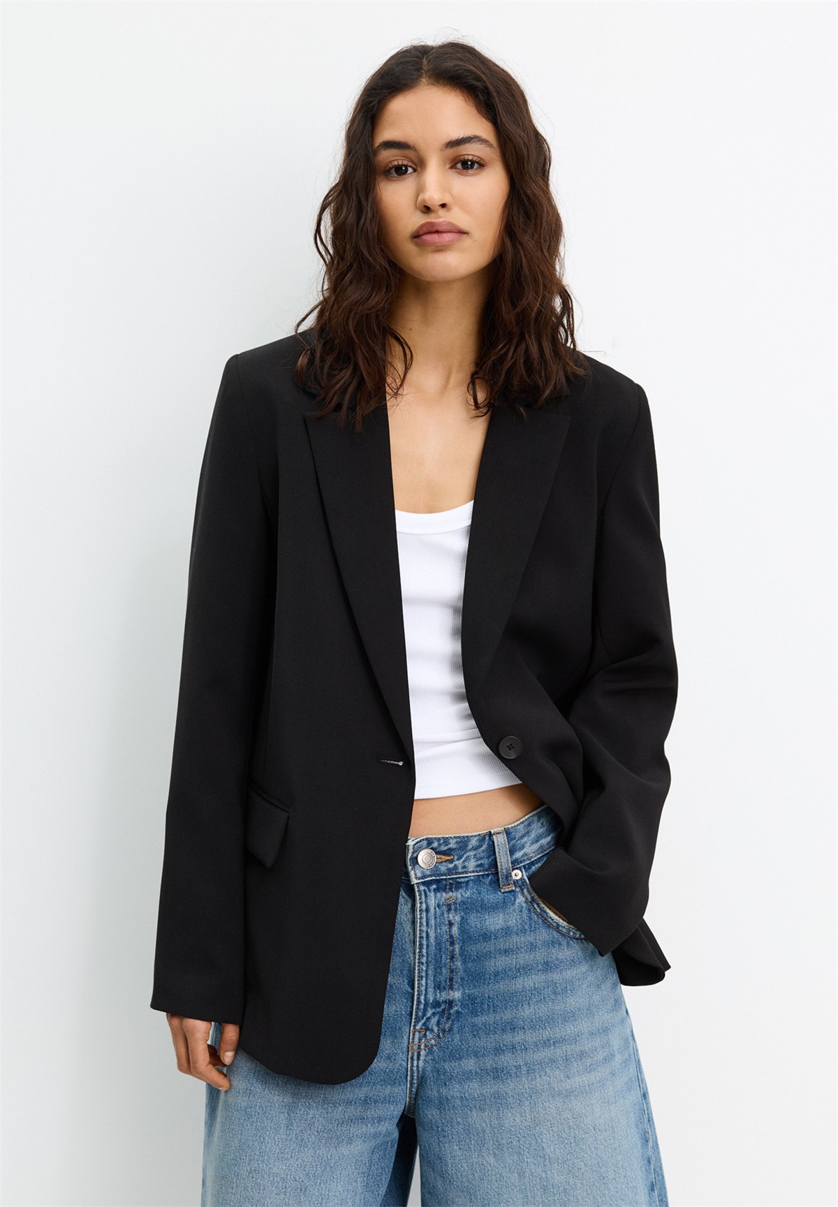 PULL&BEAR BASIC - Blazer - black/schwarz