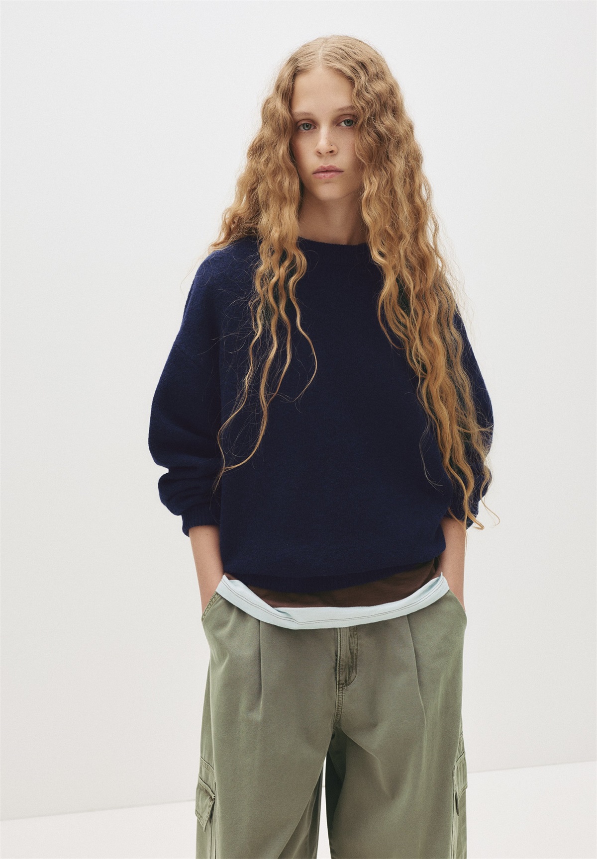 PULL&BEAR Strickpullover - dark-blue denim
