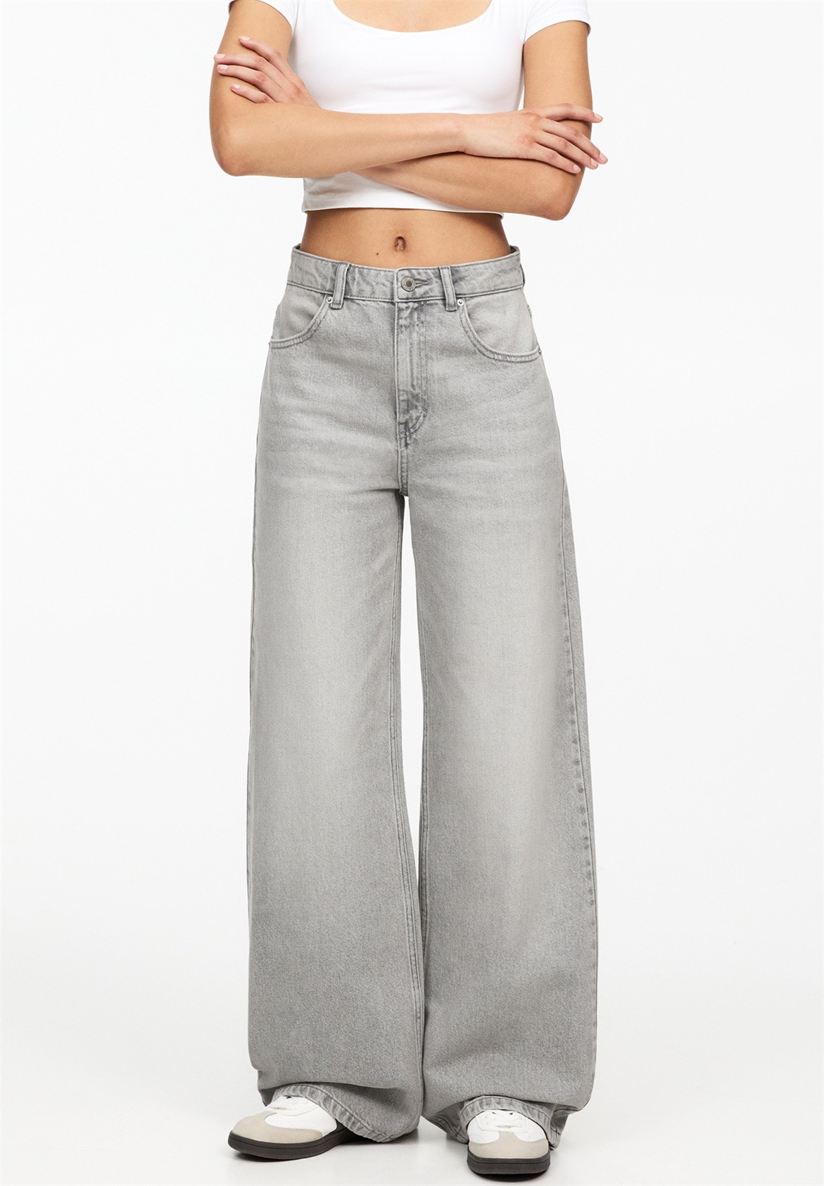 PULL&BEAR MID-RISE - Jeans Straight Leg - light grey/hellgrau