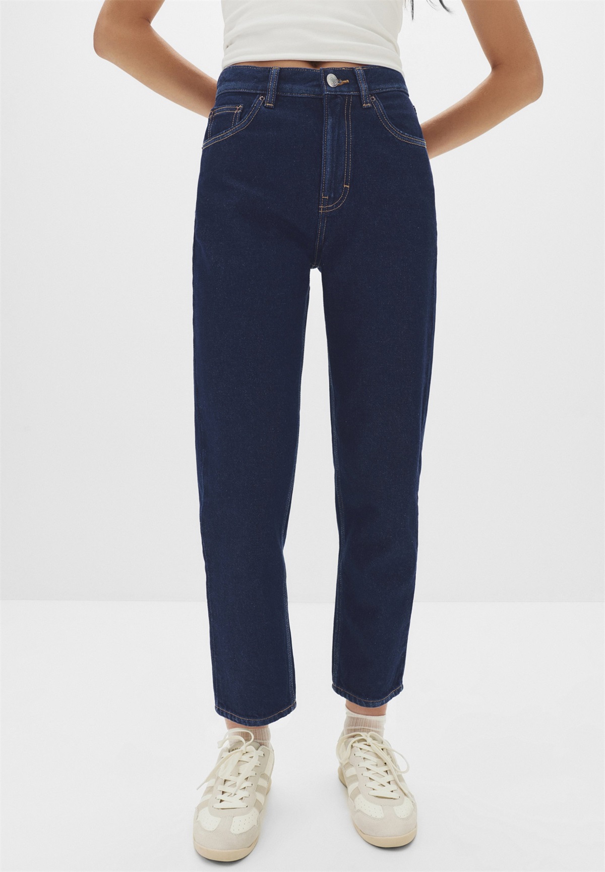 PULL&BEAR Mom Jeans - mottled dark blue/dunkelblau meliert
