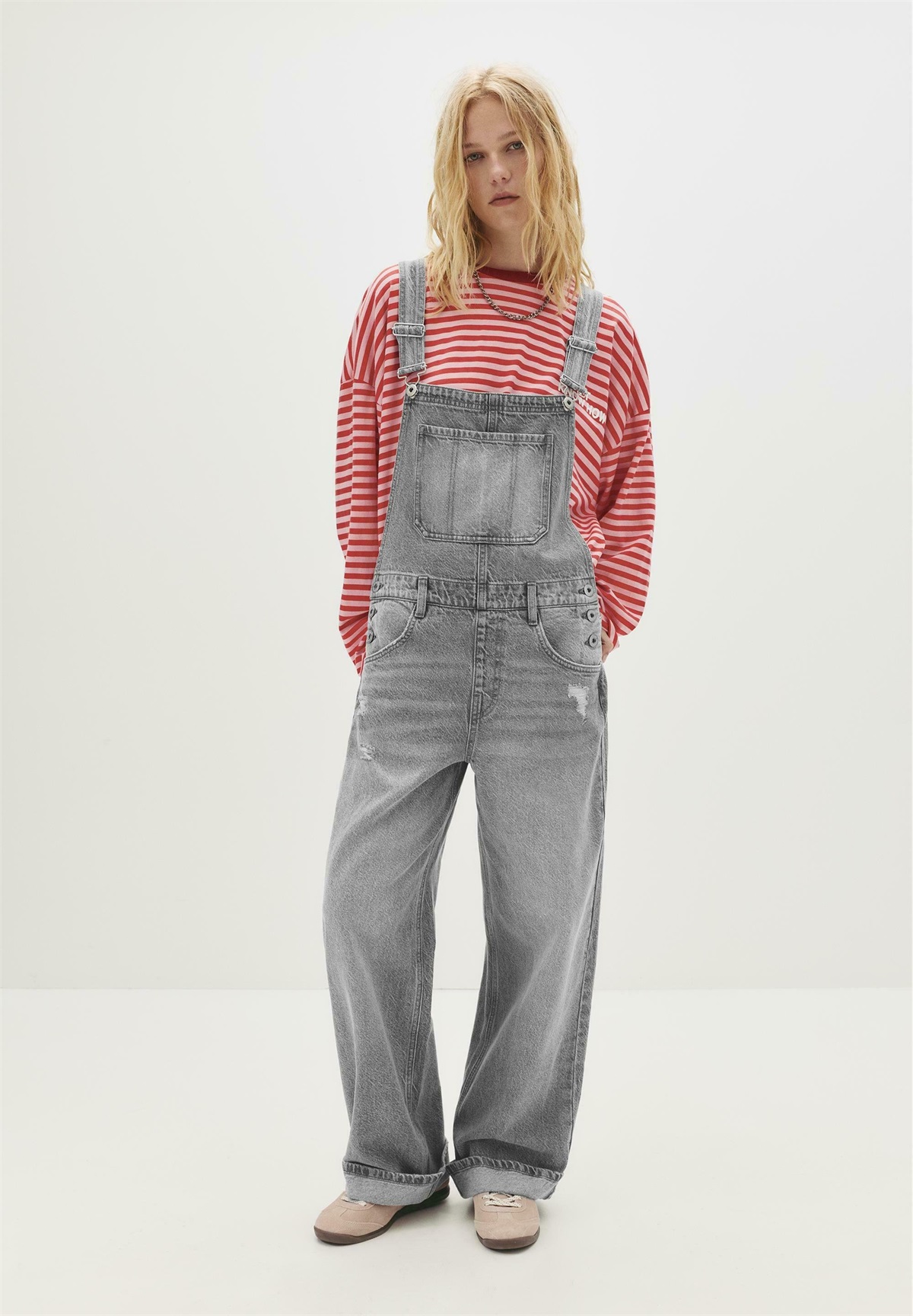 PULL&BEAR Latzhose - grey/grau
