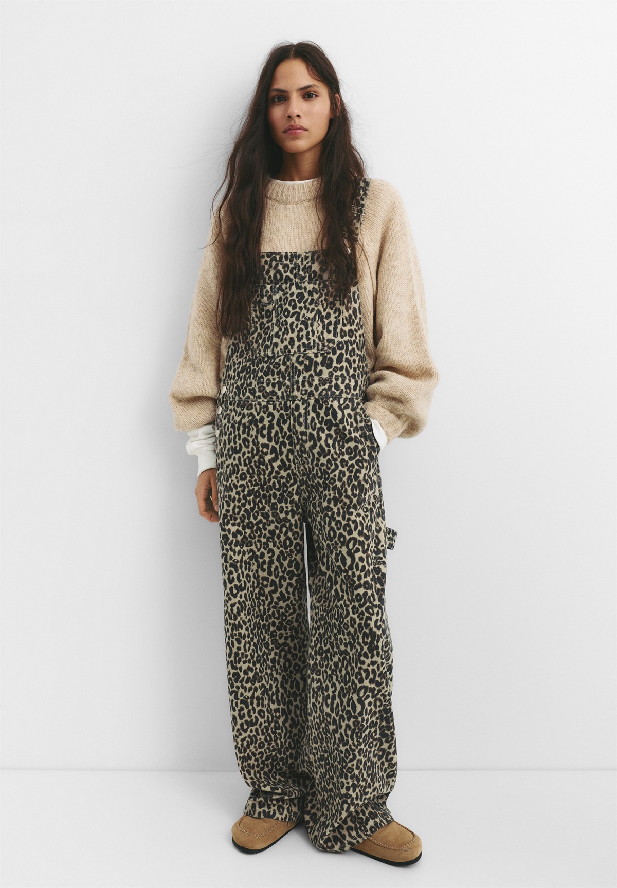 PULL&BEAR LEOPARD CARPENTER - Latzhose - brown/braun