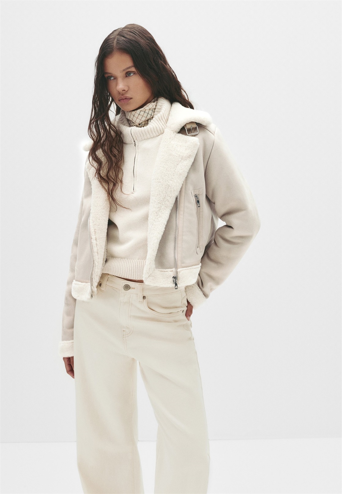 PULL&BEAR DOUBLE FACE - Kunstlederjacke - beige